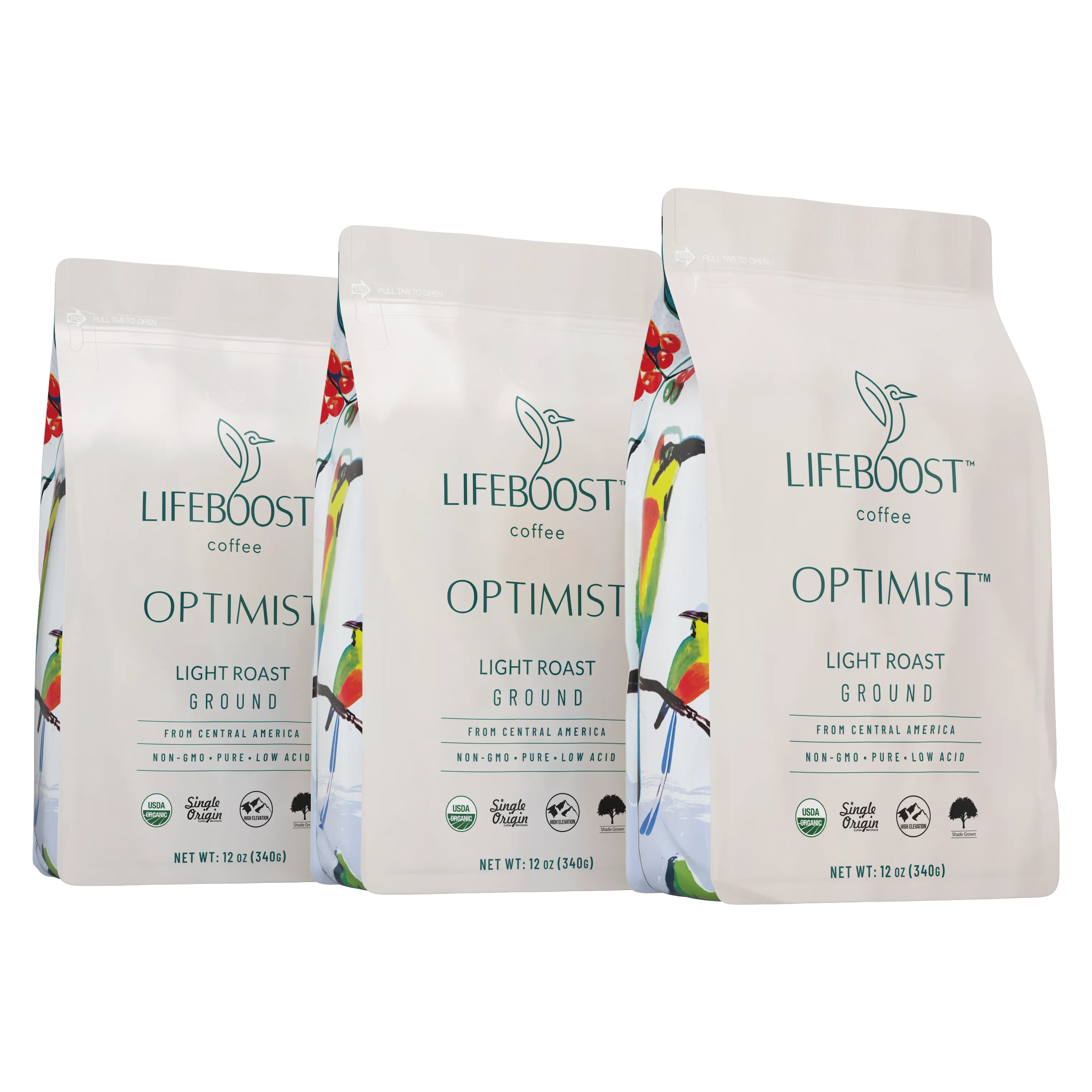 3x Optimist Light Roast Coffee 12 oz Bag ORD