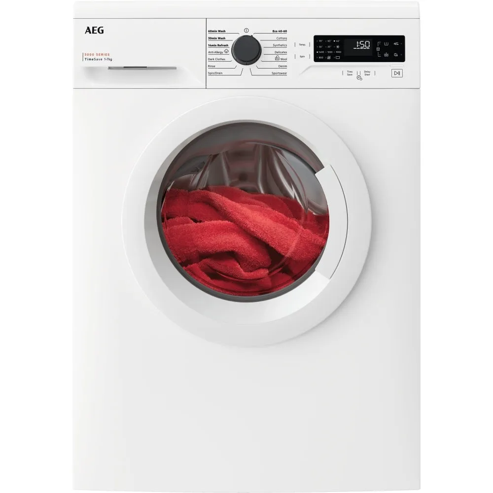 AEG LFX50744B 7kg Washing Machine with 1400 rpm,White,C Rated