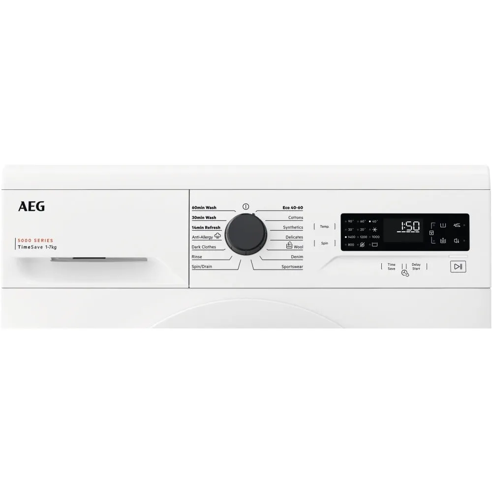 AEG LFX50744B 7kg Washing Machine with 1400 rpm,White,C Rated