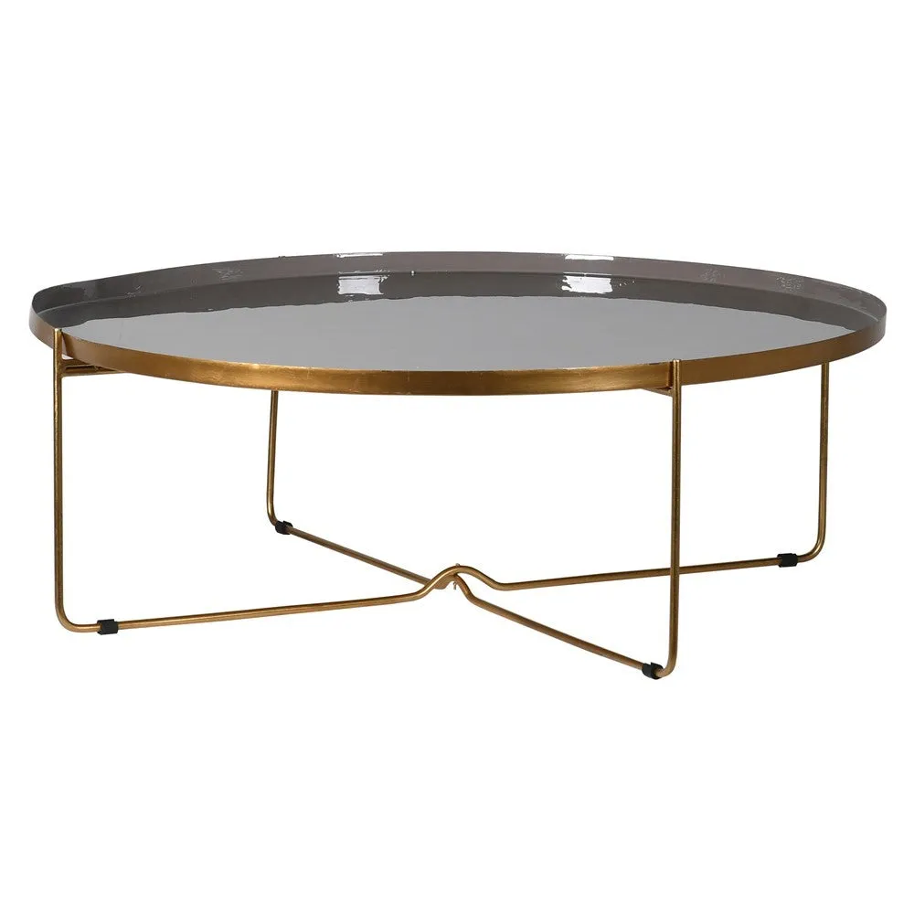 Antique Gold and Taupe Enamel Coffee Table