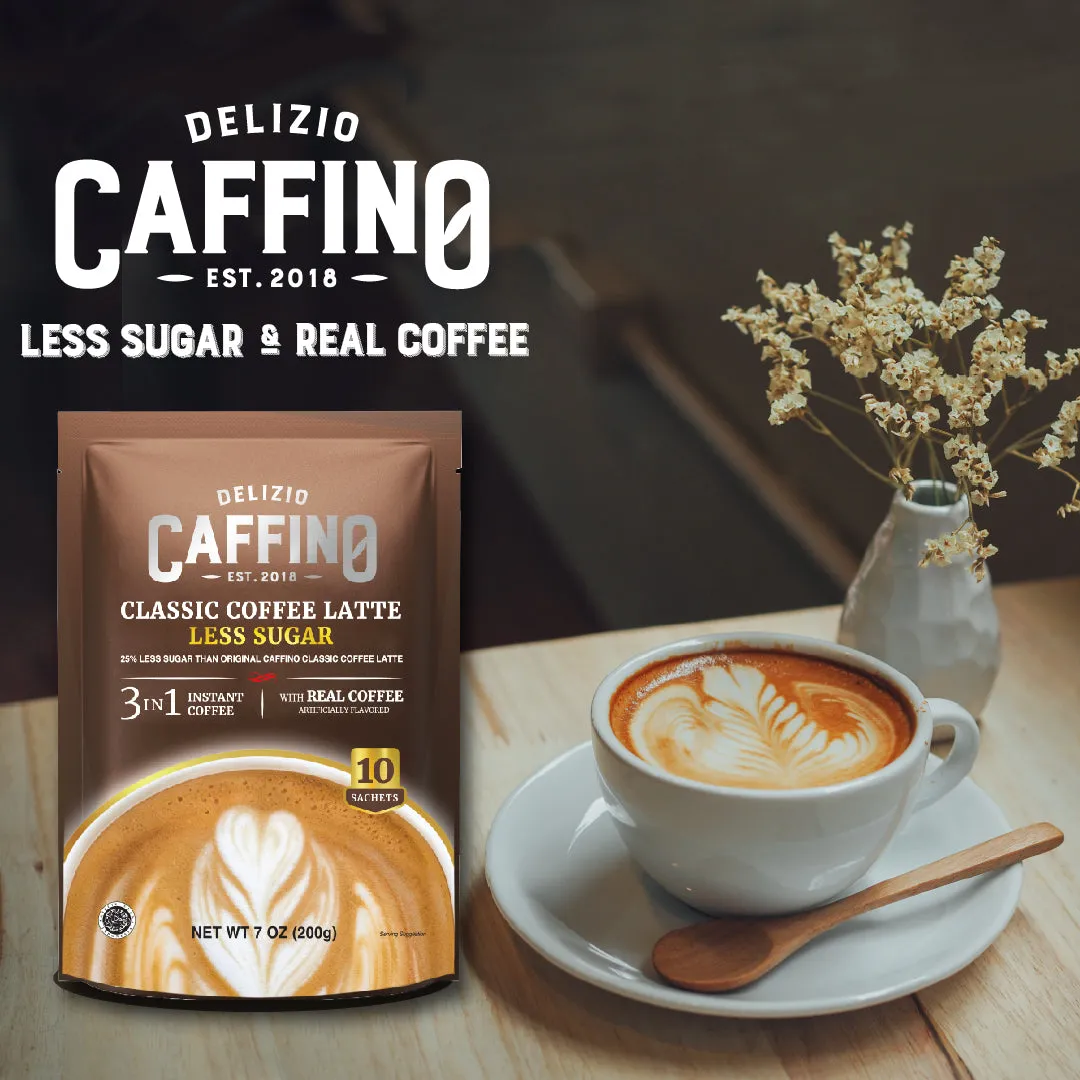 CAFFINO 3-IN-1 Classic Coffee Latte Less Sugar (10 Sachets/Bag) 三合一咖啡拿鐵少糖