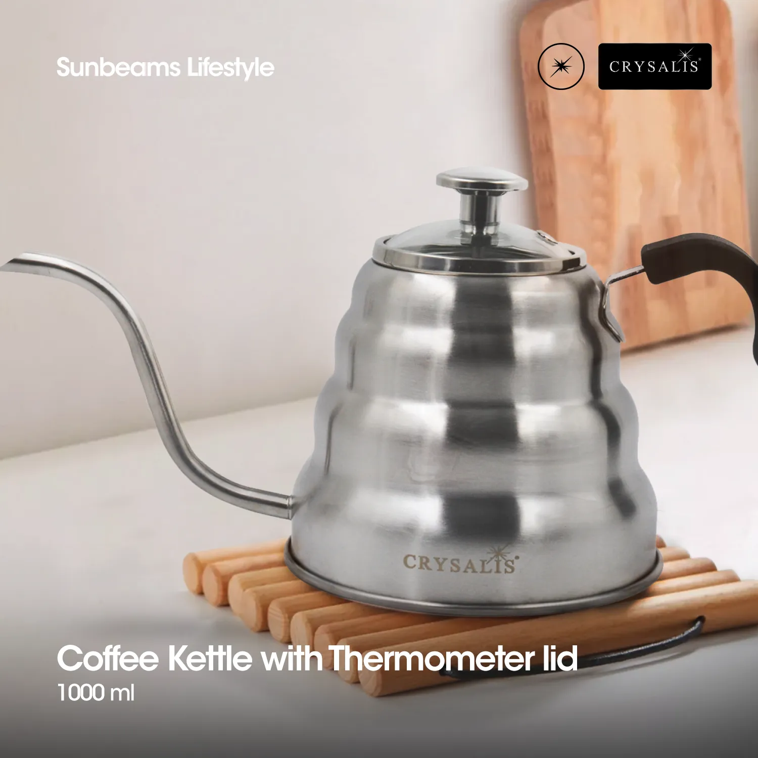 CRYSALIS Premium Coffee Kettle with Thermometer