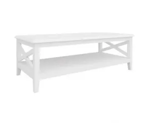 Daisy Coffee Table 120cm Rectangular Solid Acacia Wood Hampton Furniture - White