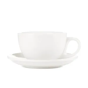 Espresso Parts Porcelain Latte Cup & Saucer - White (8oz/252ml)