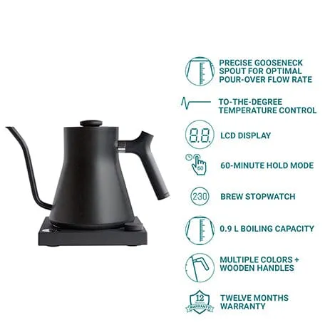 Fellow Stagg [X] Pour-Over Dripper Set with Fellow Stagg EKG, Temperature Control Electric Kettle, 900 ml