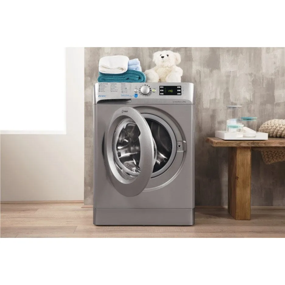 Indesit BWE91484 Freestanding Washing Machine 9kg Load 1400rpm Spin, Silver