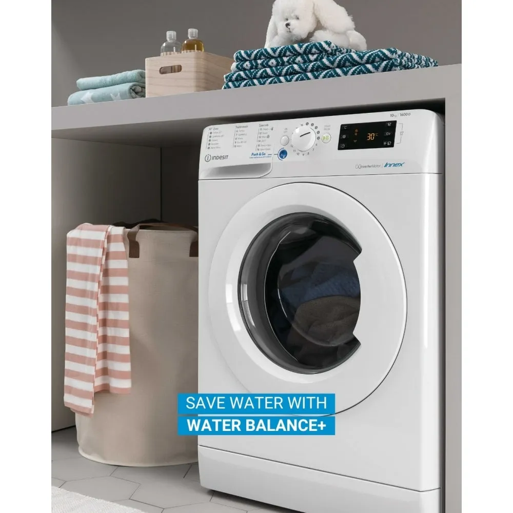 Indesit BWE91496XSV Washing Machine, 9kg, 1400 Spin, Silver, A Rated