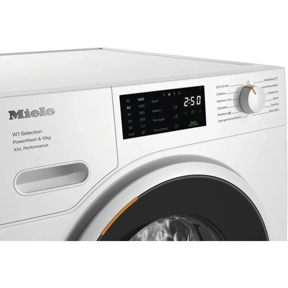 Miele WSK363 10kg Washing Machine, 1400 Spin, White, A Rated