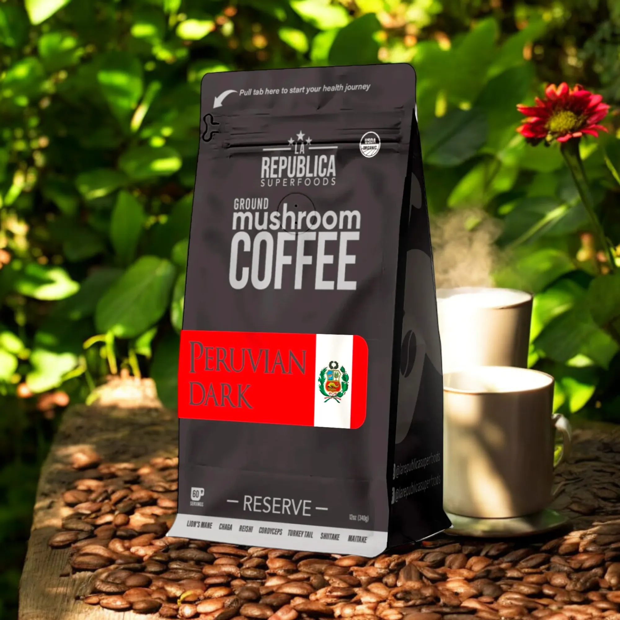 Peruvian Dark Ground RESERVE Mushroom Coffee - La Republica