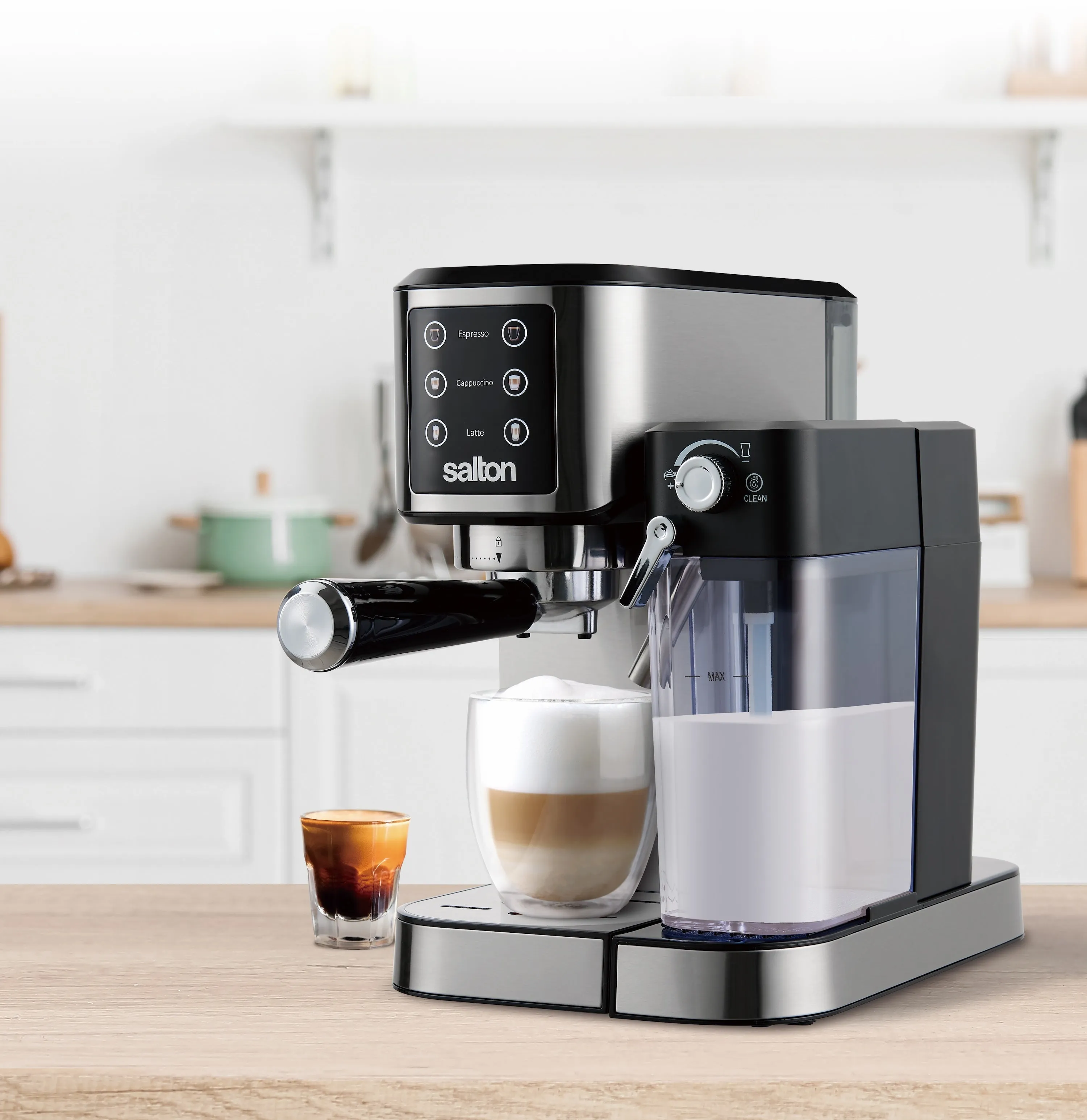 Salton Barista  3-in-1 Espresso, Cappuccino & Latte Machine with Milk Removable Container