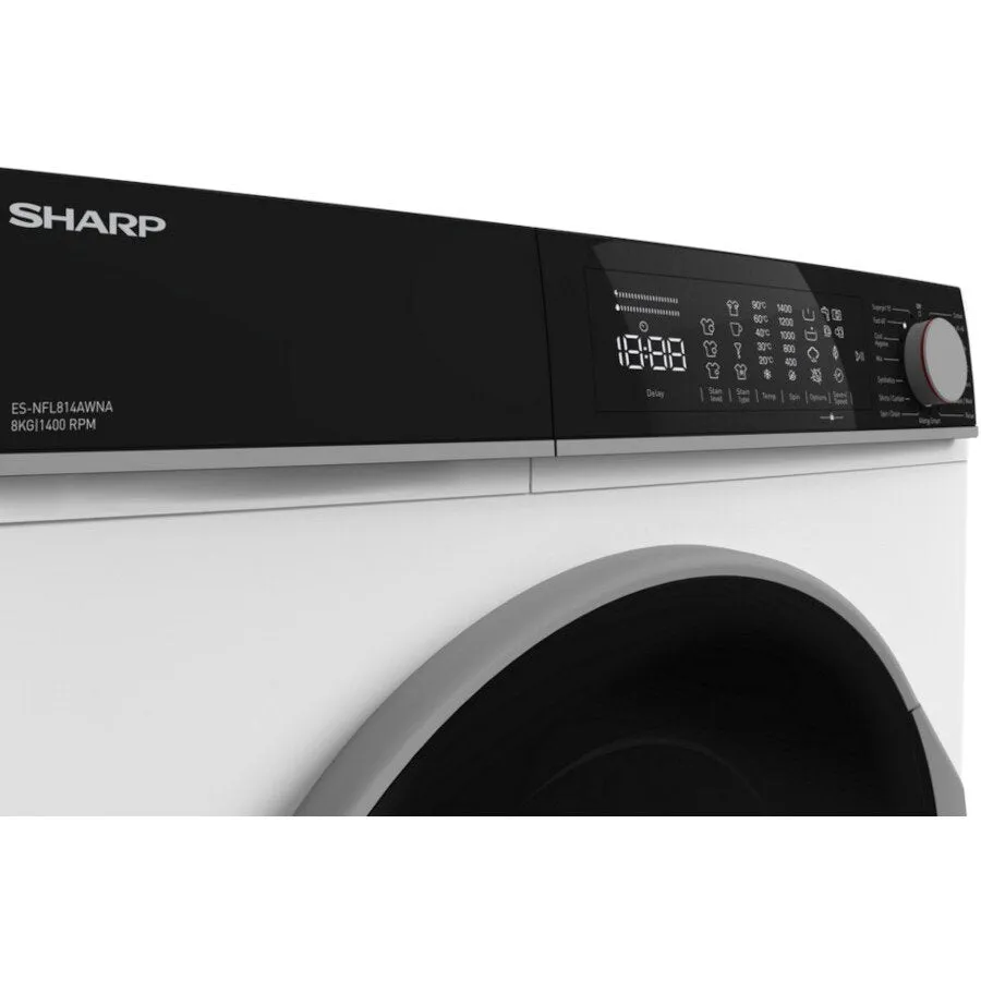 Sharp ESNFL814AWNA 8kg 1400 Spin Washing Machine - White