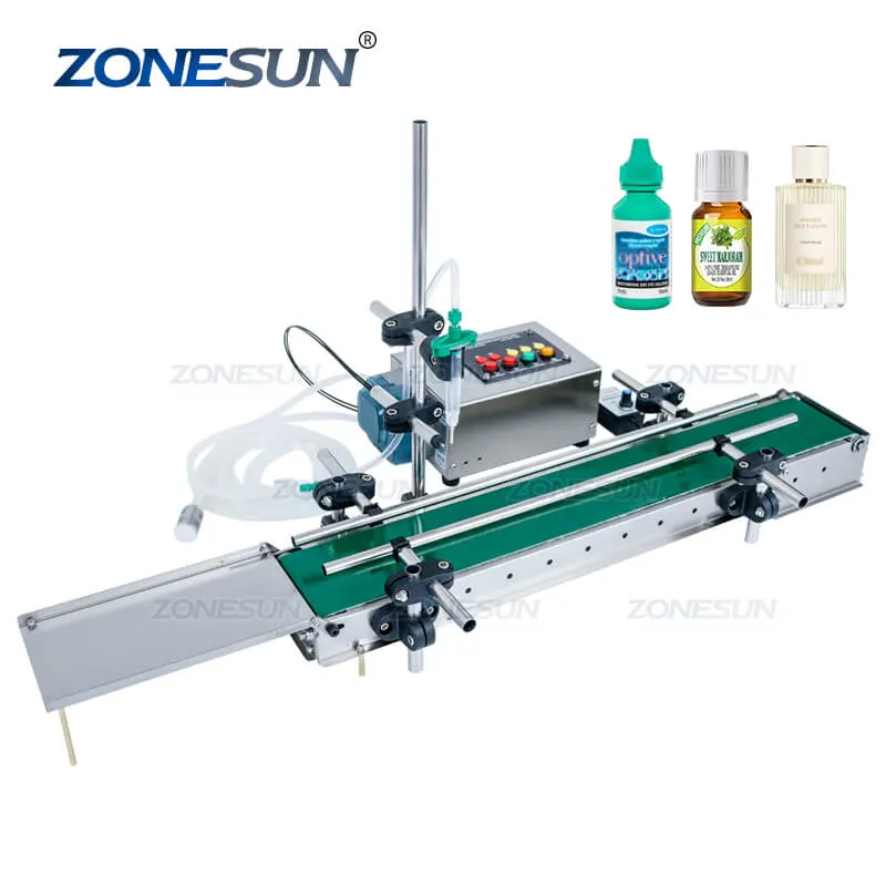 ZS-DTPP100C Single Nozzle Small Scale Glass Bottle Vial Perfume Liquid Filling Machine With Conveyor