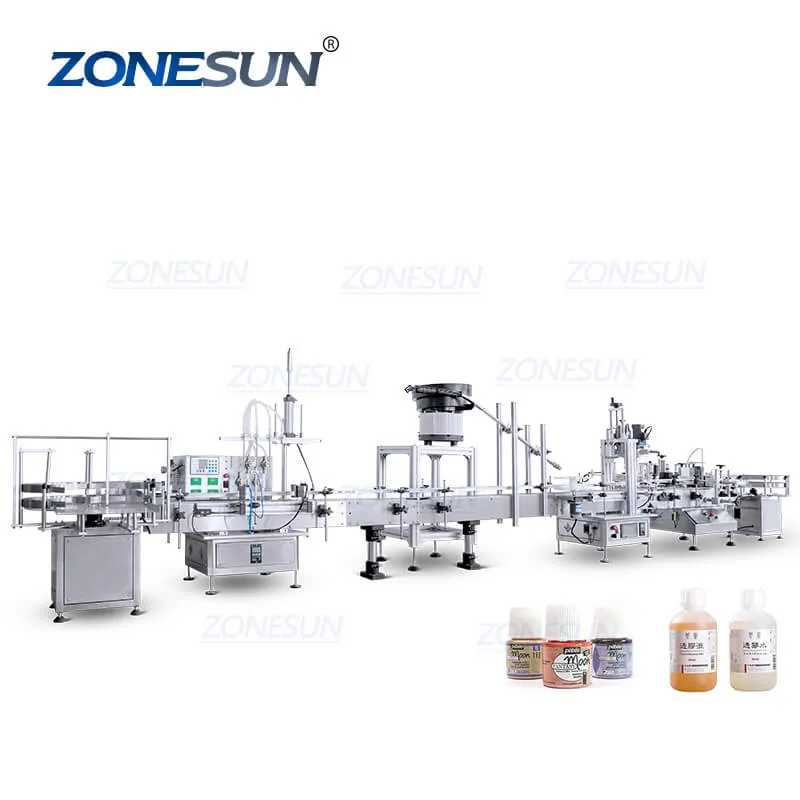 ZS-FAL180D4A Small Automatic Juice Essential Oil Hair Serums Dropper Bottle Liquid Filling Line With Bottle Turntable Machine