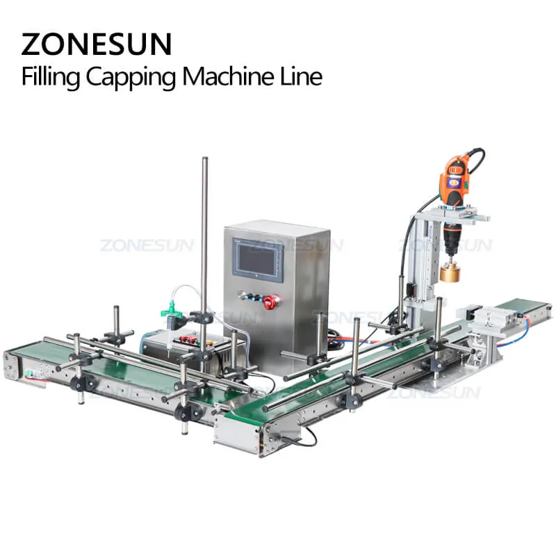 ZS-FAL90S Desktop Peristaltic Pump Small Glass Mini Bottle Liquid Essential Oil Bottle Filling Capping Machine Production Line