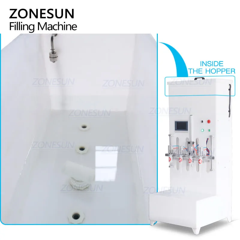 ZS-YTCR4 Semi-automatic 4 Heads Bleach Toilet Cleanser Liquid Bottle Gravity Anti-Corrosive Liquid Filling Machine