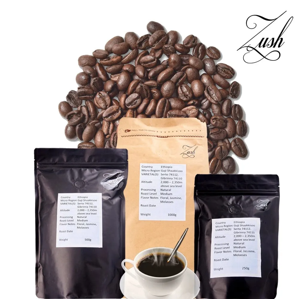 ZUSH Coffee - Specialty Coffee Beans , 100% Arabica, Batch Roasted. ETHIOPIA GUJI SHAAKKISOO